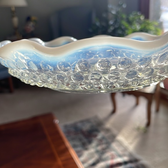 Moonstone hobnail relish dish vintage 1940s Anchor Hocking - Picture 4 of 7